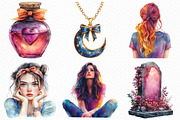Halloween Girly Witch Vibes Clipart, an Illustration by Craft Nest (Thumbnail 3 of 6)
