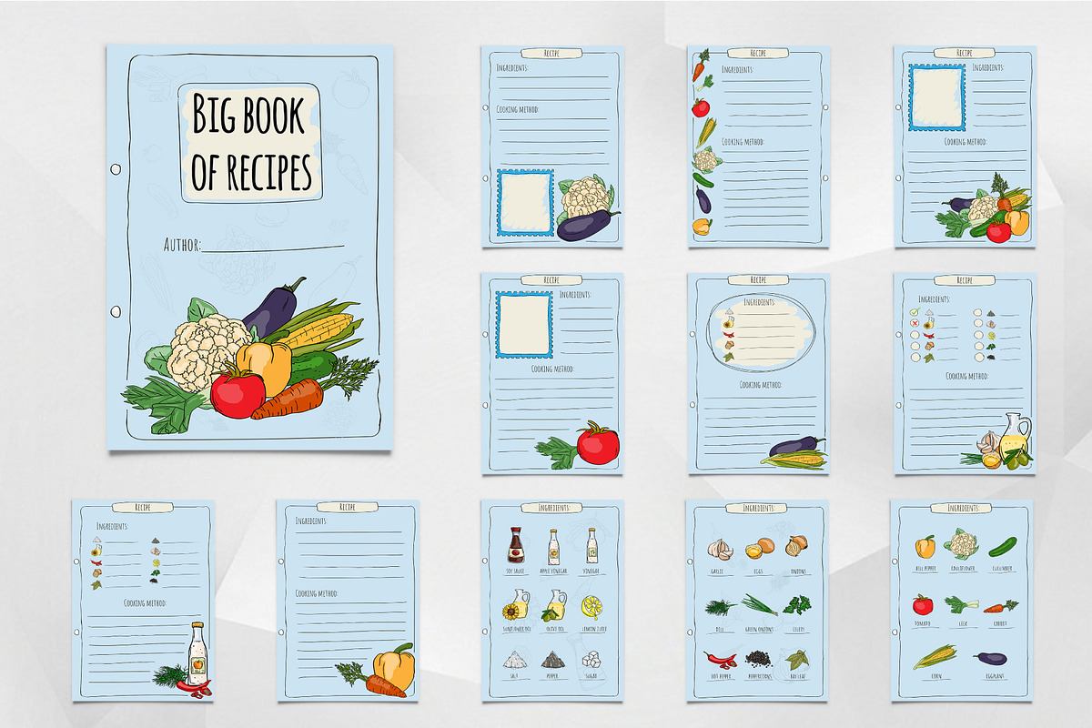 Cookbook. Set of vector elements., a Food Illustration by Design by Irihaha (Photo 7 of 7)