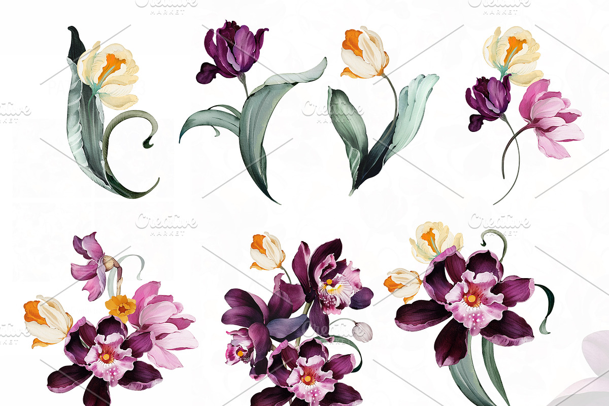Purple floral pattern, orchids, a Pattern Graphic by Lisima (Photo 13 of 15)