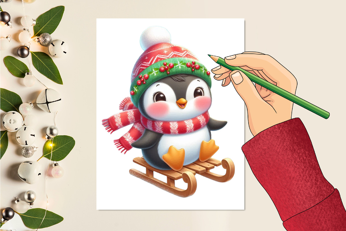 Christmas Penguin Sublimation, a Seasonal Illustration by Craft Nest (Photo 2 of 5)