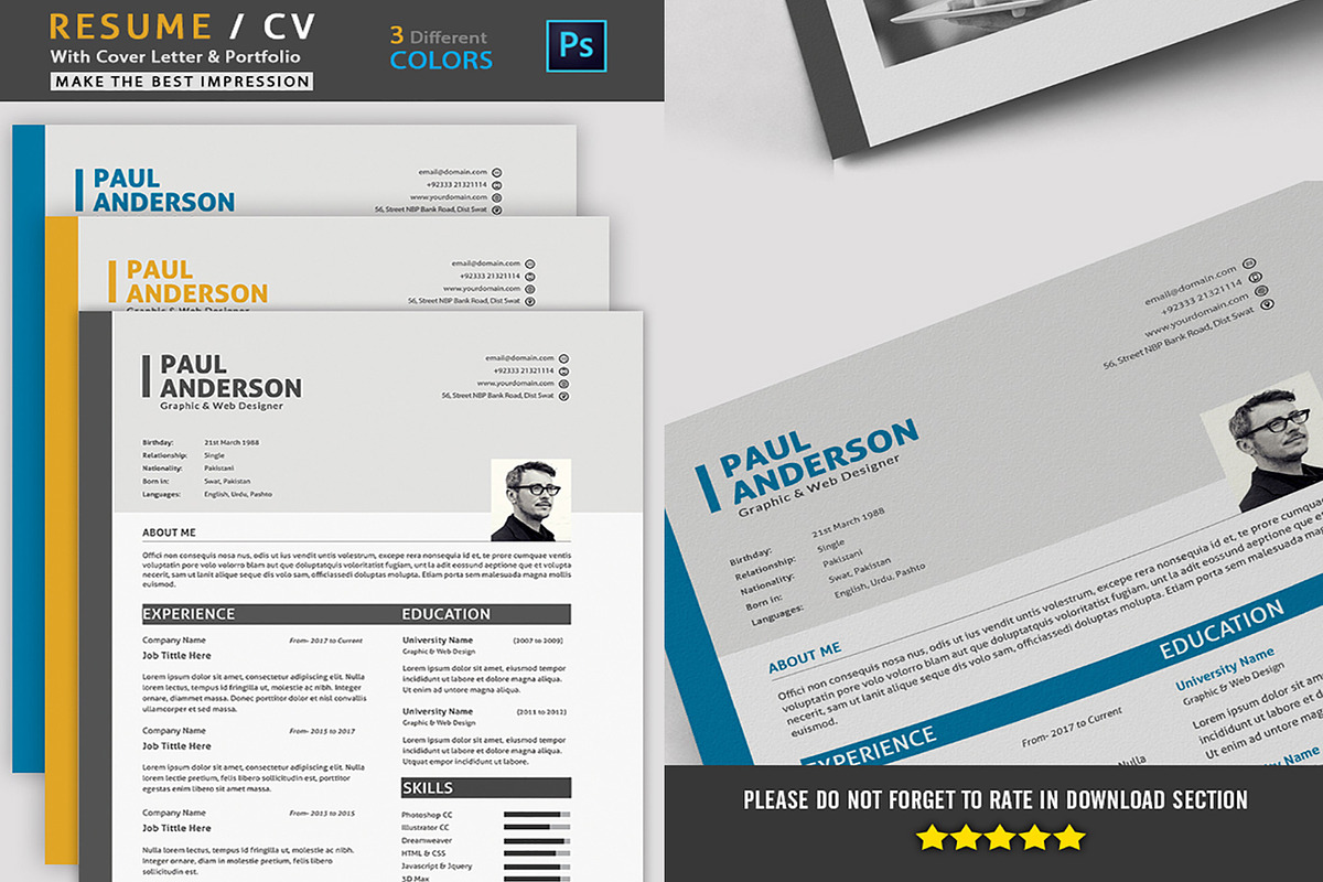 Clean Resume/CV, a Resume Template by Artiverge (Photo 4 of 4)