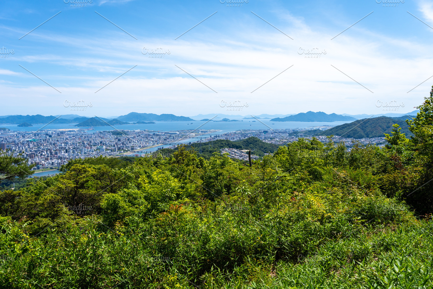 View of Hiroshima bay and city from Mount Mitaki summit, a Nature Photo by GoodGoods