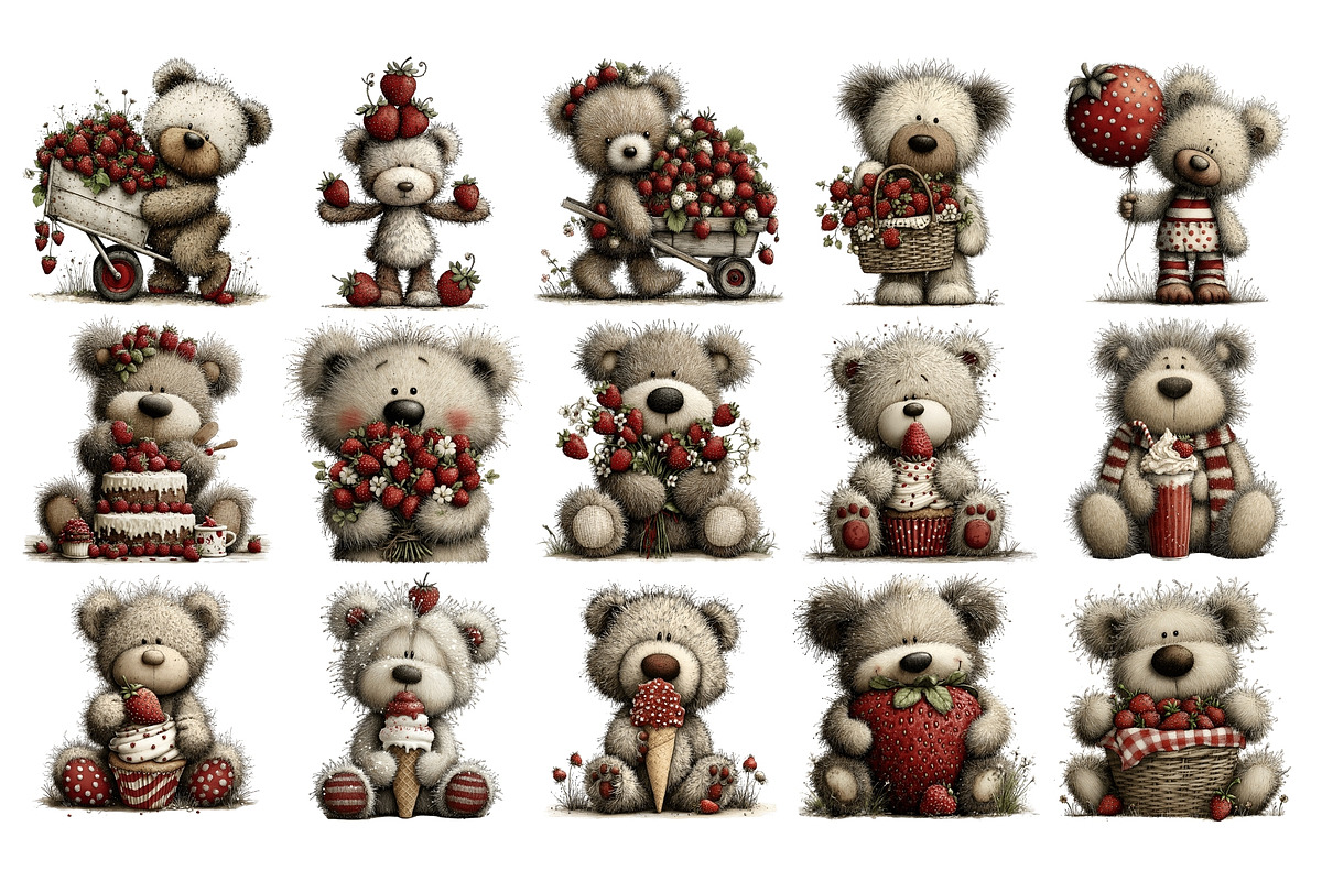 Strawberry Bear PNG Clipart, an Animal Illustration by Nicolle's Colorful Art (Photo 3 of 3)