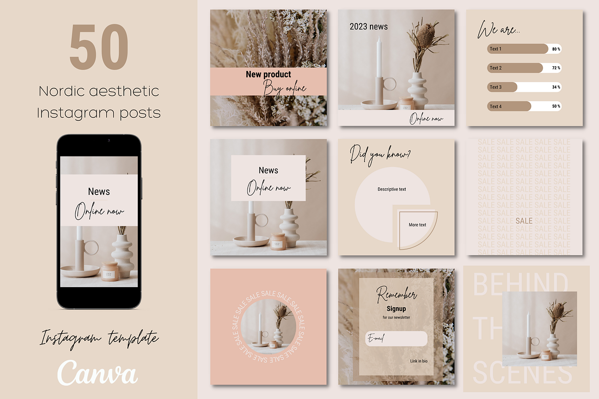 Nordic Instagram post template, a Social Media Template by Valley Media Templates (Photo 1 of 6)