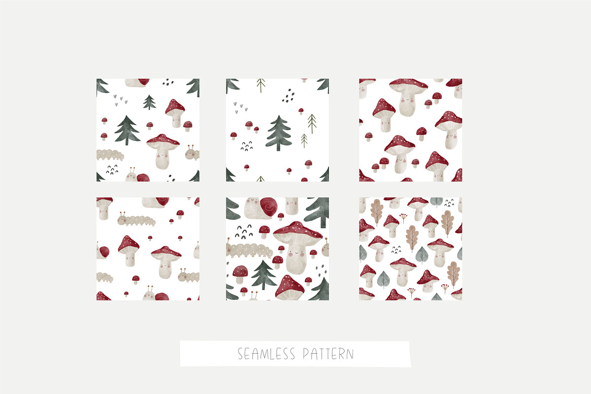 Cute Watercolor Mushrooms, an Animal Illustration by Cute And Wild (Photo 5 of 6)