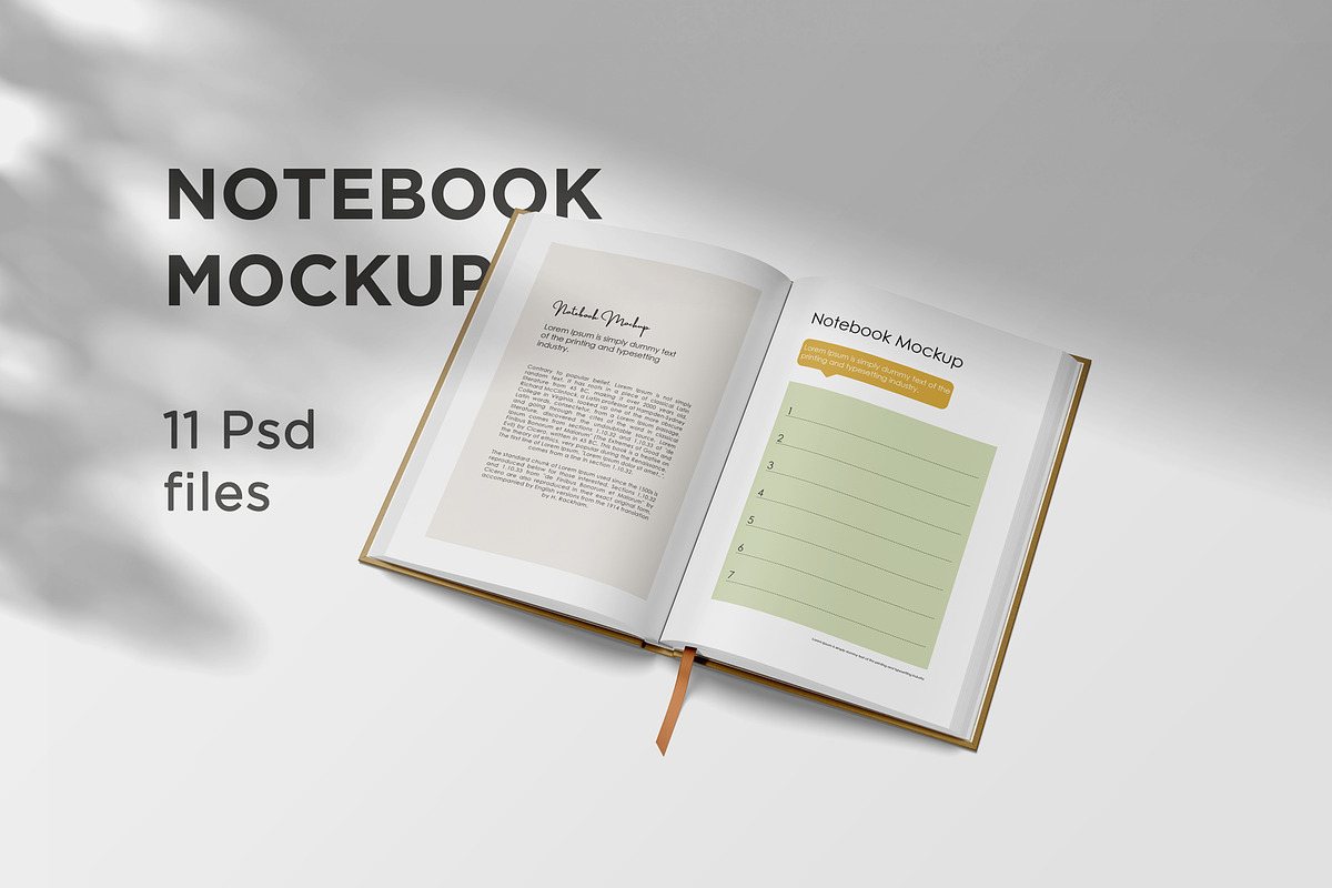 Notebook mockup, a Books & Magazine Mockup by graphiccrew (Photo 1 of 12)