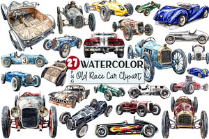 Vintage Old Race Car Clipart, a Seasonal Illustration by Rose Art