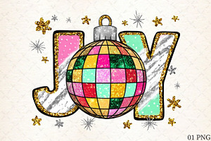 Joy Colorful Glitter Christmas Png, an Illustration by Libby Wishes