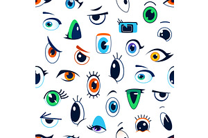 Cartoon Eyes Seamless Pattern