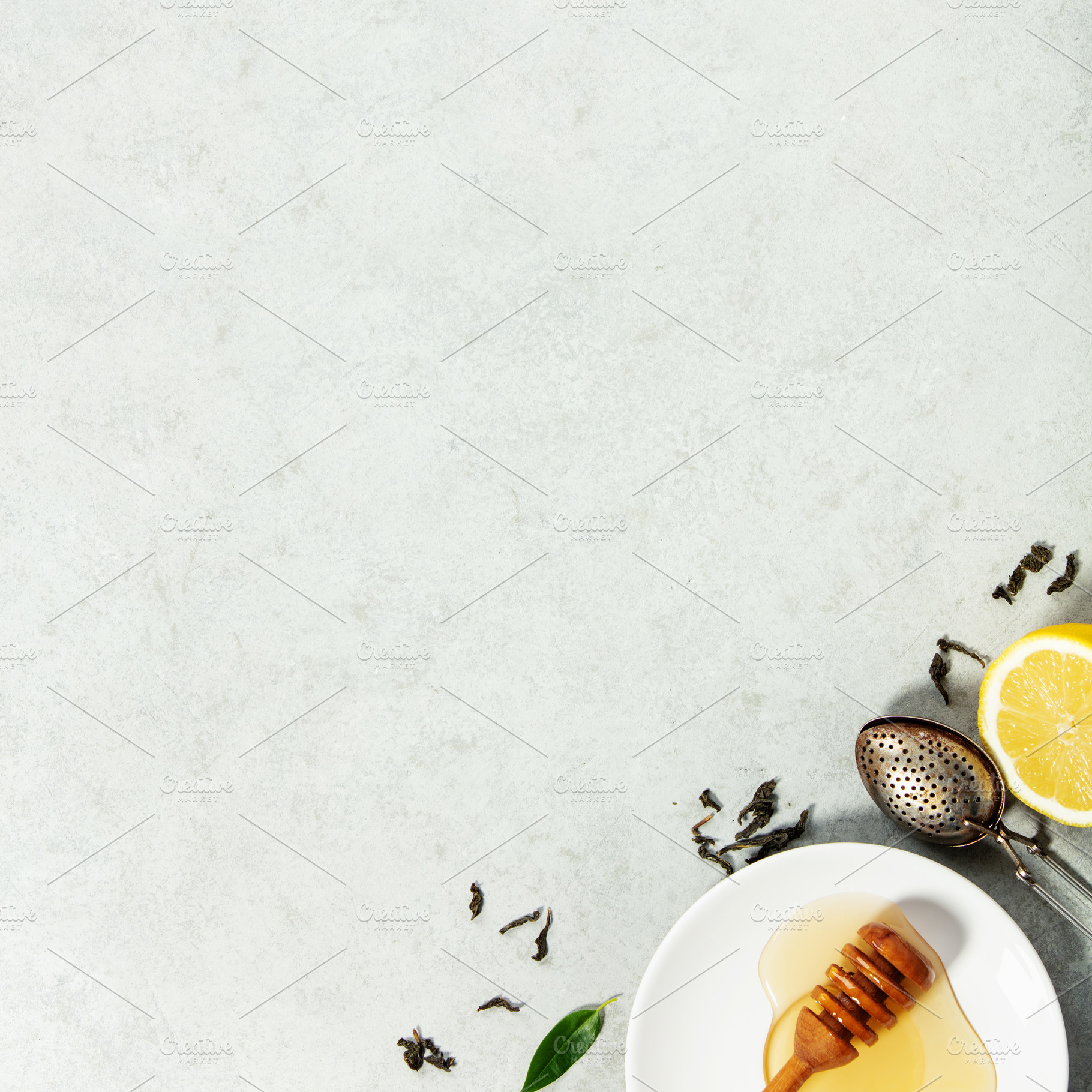 Herbal Tea with Ginger, Lemon, and Honey on Light Background, a Food & Drink Photo by Natalia Klenova's Shop