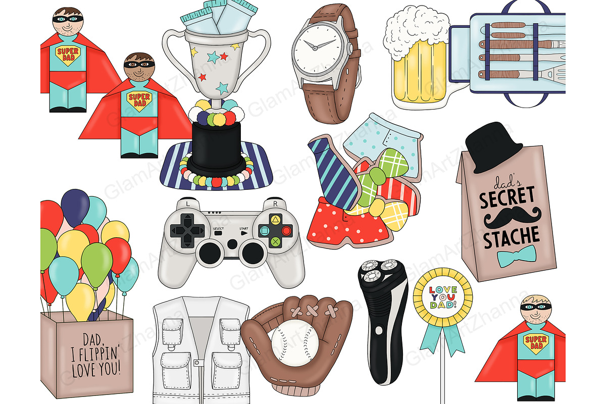 Fathers Day Clipart | Dad Planner, an Object Illustration by GlamArtZhanna (Photo 3 of 3)