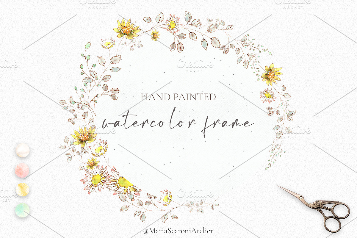 Romantic Watercolor Floral Frames, a Decorative Illustration by MariaScaroniAtelier (Photo 9 of 14)