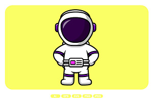 Cute Astronaut Standing Cartoon