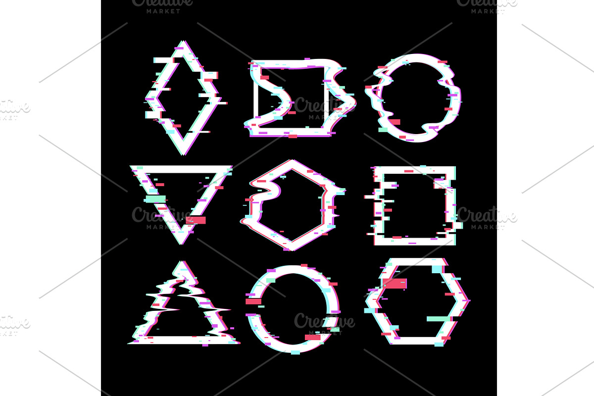 Glitch art frames displaying retro, an Illustration by pikepicture