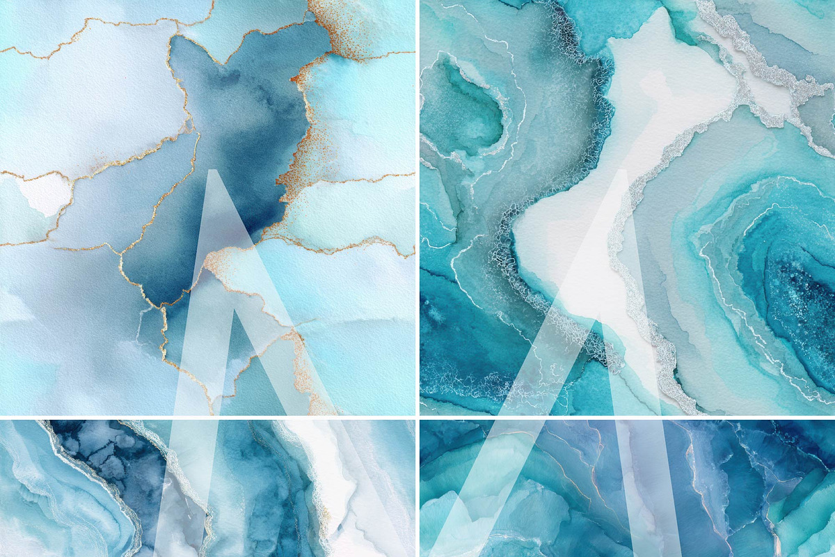 Teal Crystal Seamless Digital Papers, a Texture Graphic by Maishop (Photo 5 of 14)