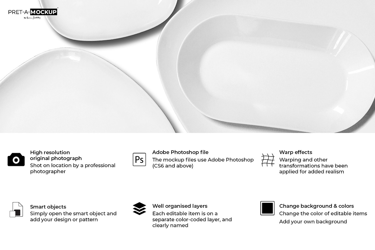 Ceramic Plates Serving Dishes Mockup, a Household Mockup by Pret-a-Mockup (Photo 2 of 9)