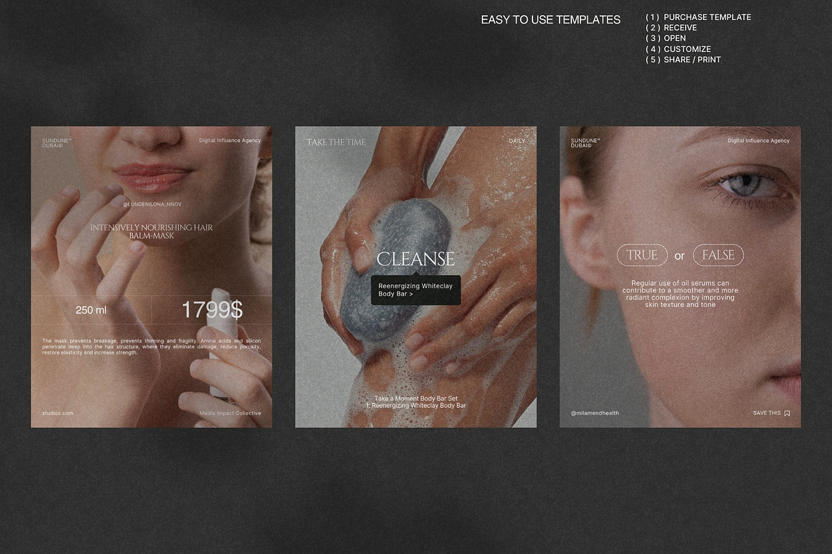Skincare Canva Story and Post Kit preview 3