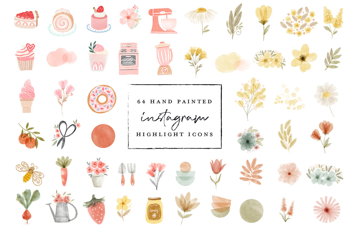 64 Watercolor Instagram Highlights, a Work Illustration by beatriceviyiwi (Photo 1 of 5)