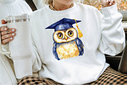 Watercolor Funny Owl Clipart Bundle, an Illustration by Sublimation Artist (Thumbnail 4 of 6)