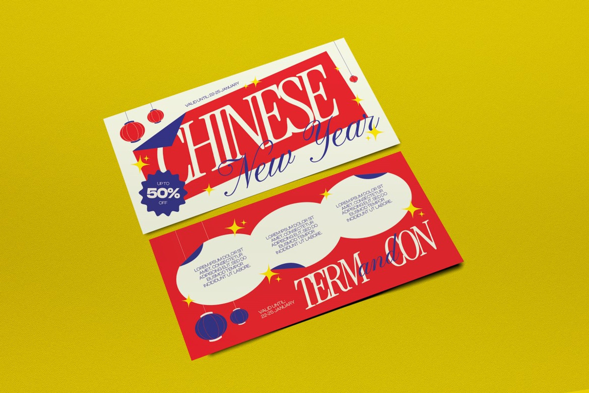 Red Modern Chinese New Year Voucher, a Card Template by graphicook (Photo 3 of 6)