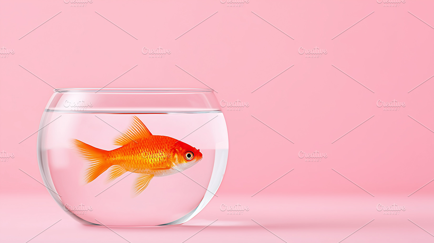 Goldfish swimming in a round glass, an Animal Photo by MistyDay