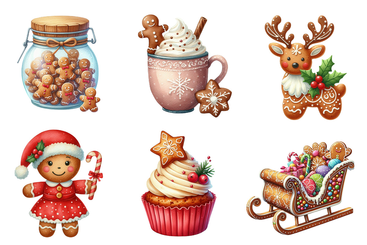 Watercolor Gingerbread Clipart, an Illustration by CreationArt (Photo 5 of 5)