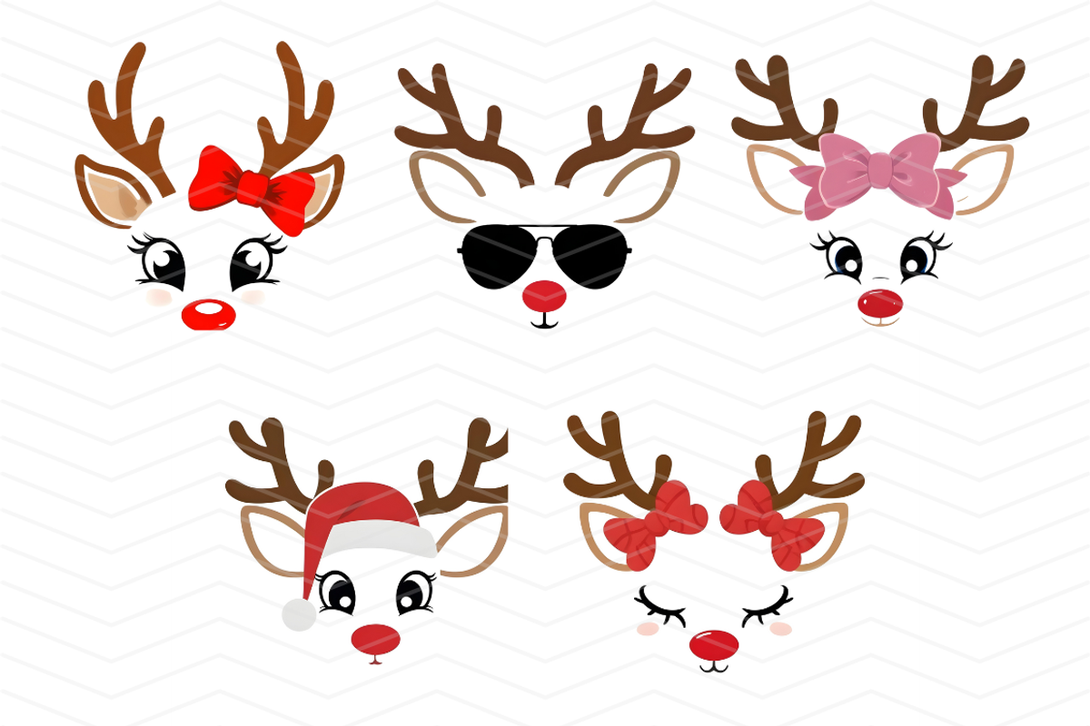 Reindeer Faces PNG, an Animal Illustration by Coralcreations (Photo 2 of 3)