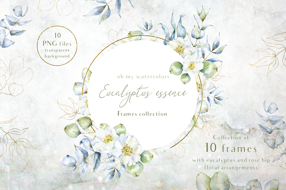 Eucalyptus essence Frames set, an Illustration by Tatiana Troian (Photo 1 of 3)