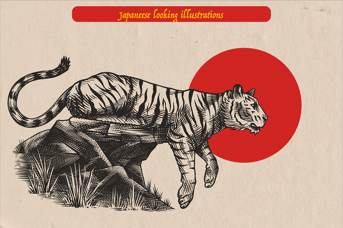 Tigers poses engraving, an Object Illustration by Arthur Balitskiy (Photo 4 of 5)