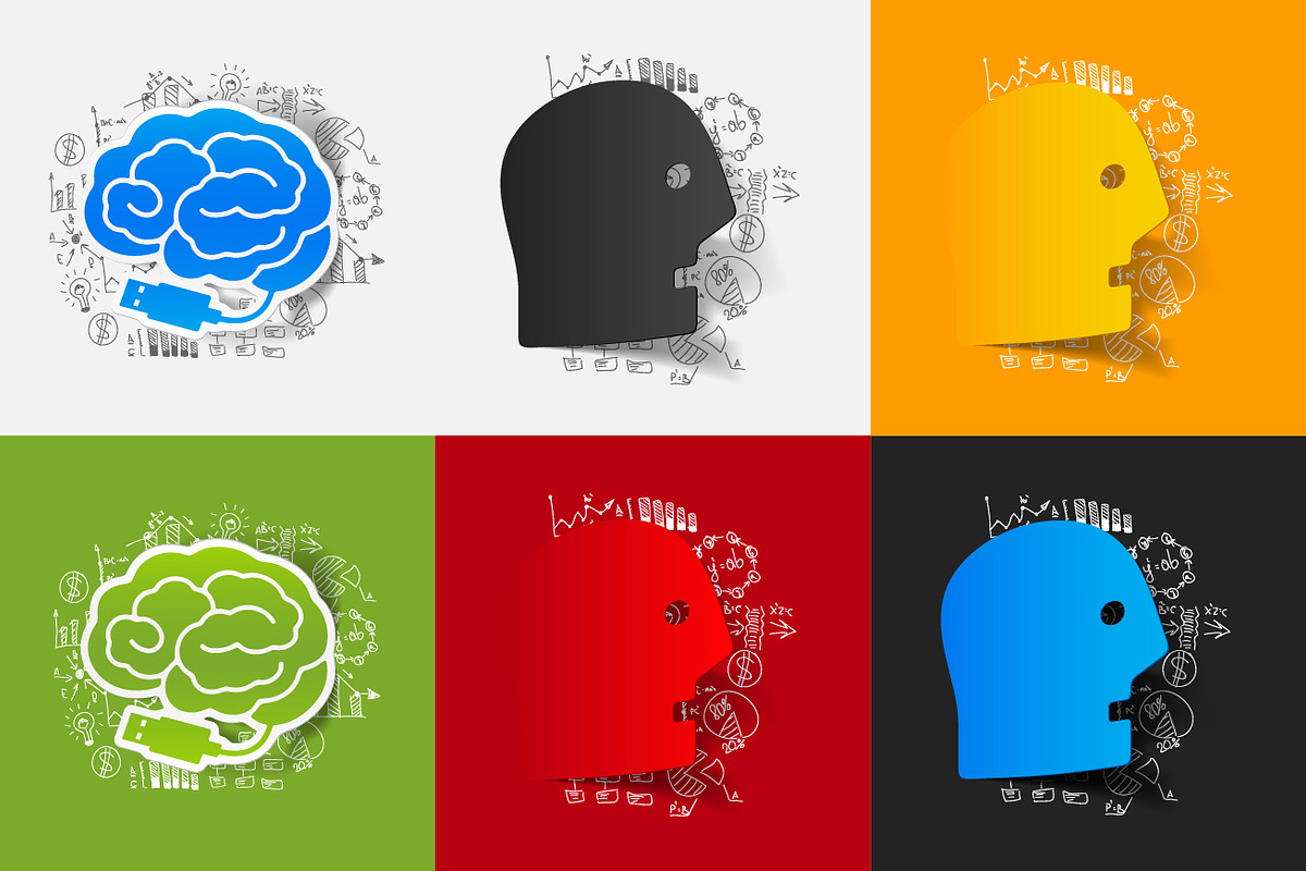 6 BRAIN STICKERS-business formulas, a Technology Illustration by Palau