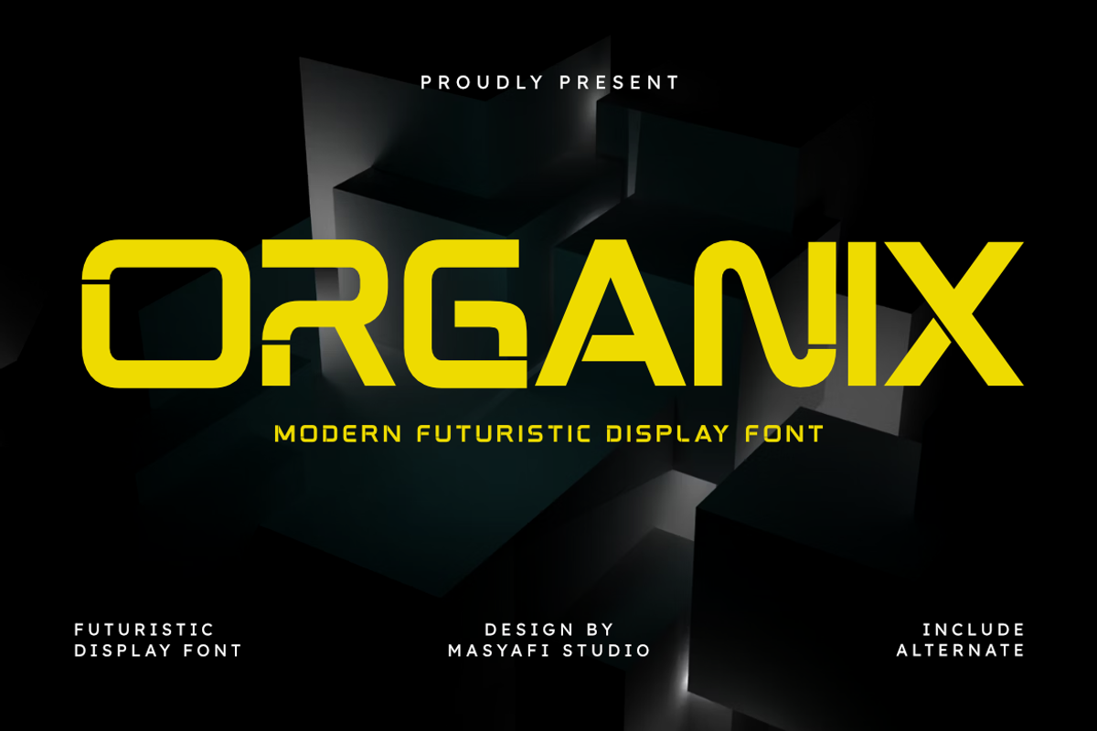 Organix - Modern Futuristic, a Sans Serif Font by Masyafi Studio (Photo 1 of 8)