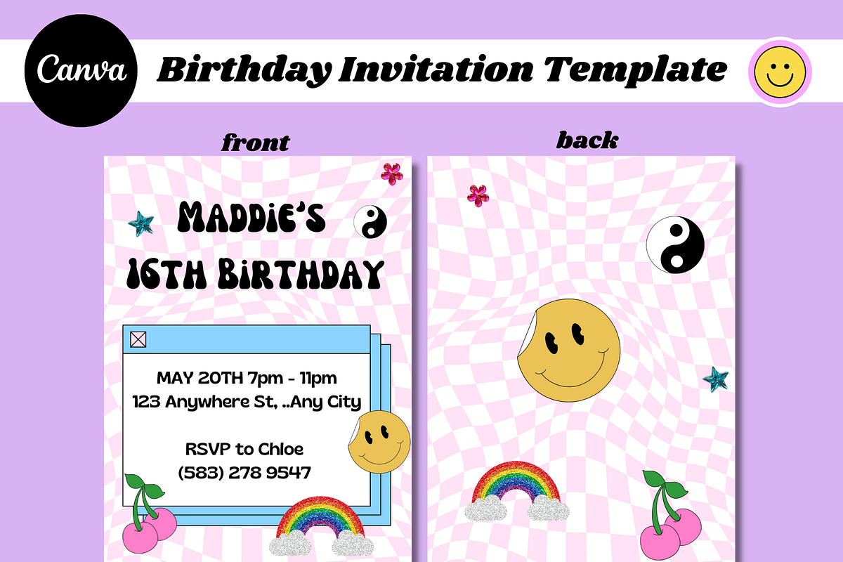 Birthday Invitation for Girl, Retro, an Invitation Template by PLANETSEL (Photo 1 of 4)