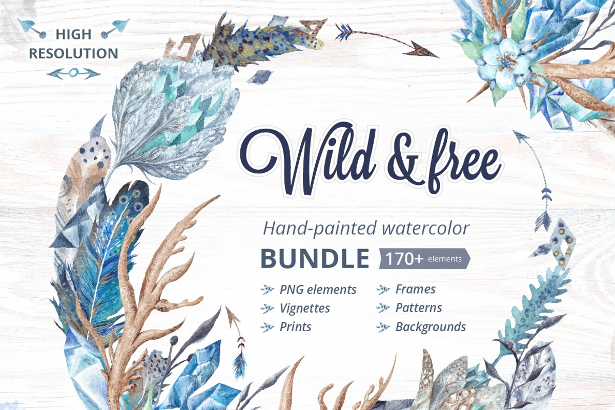 Boho Watercolor Bundle, a Background Graphic by kisikoida (Photo 1 of 15)