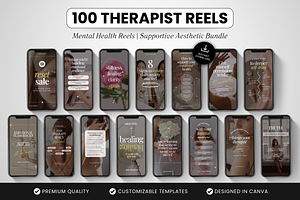 100 Therapist Reels Templates, a Social Media Template by DigiPax