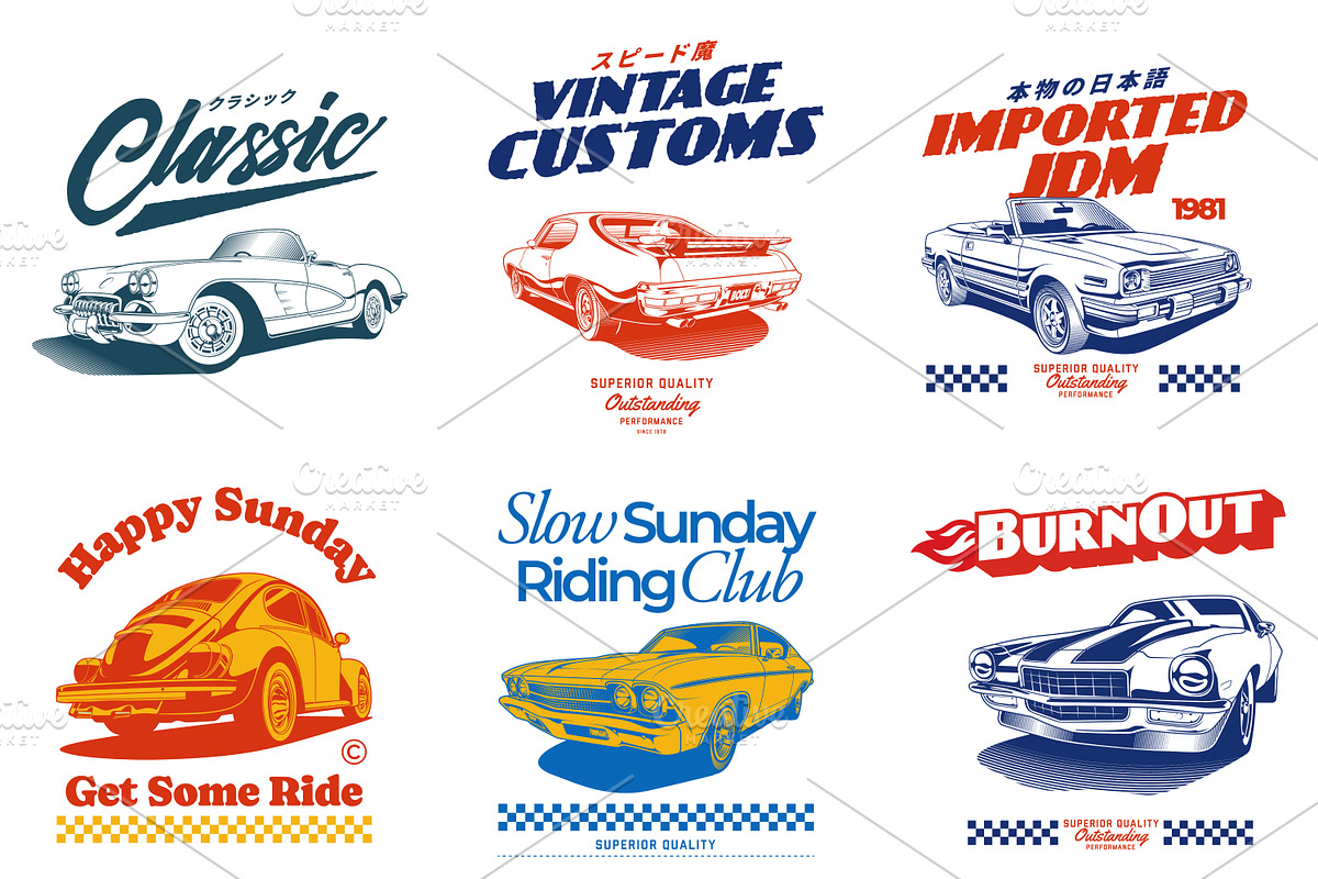 Vintage Classic Car Collection no 07, a Transportation Illustration by The BolzStudio (Photo 9 of 12)