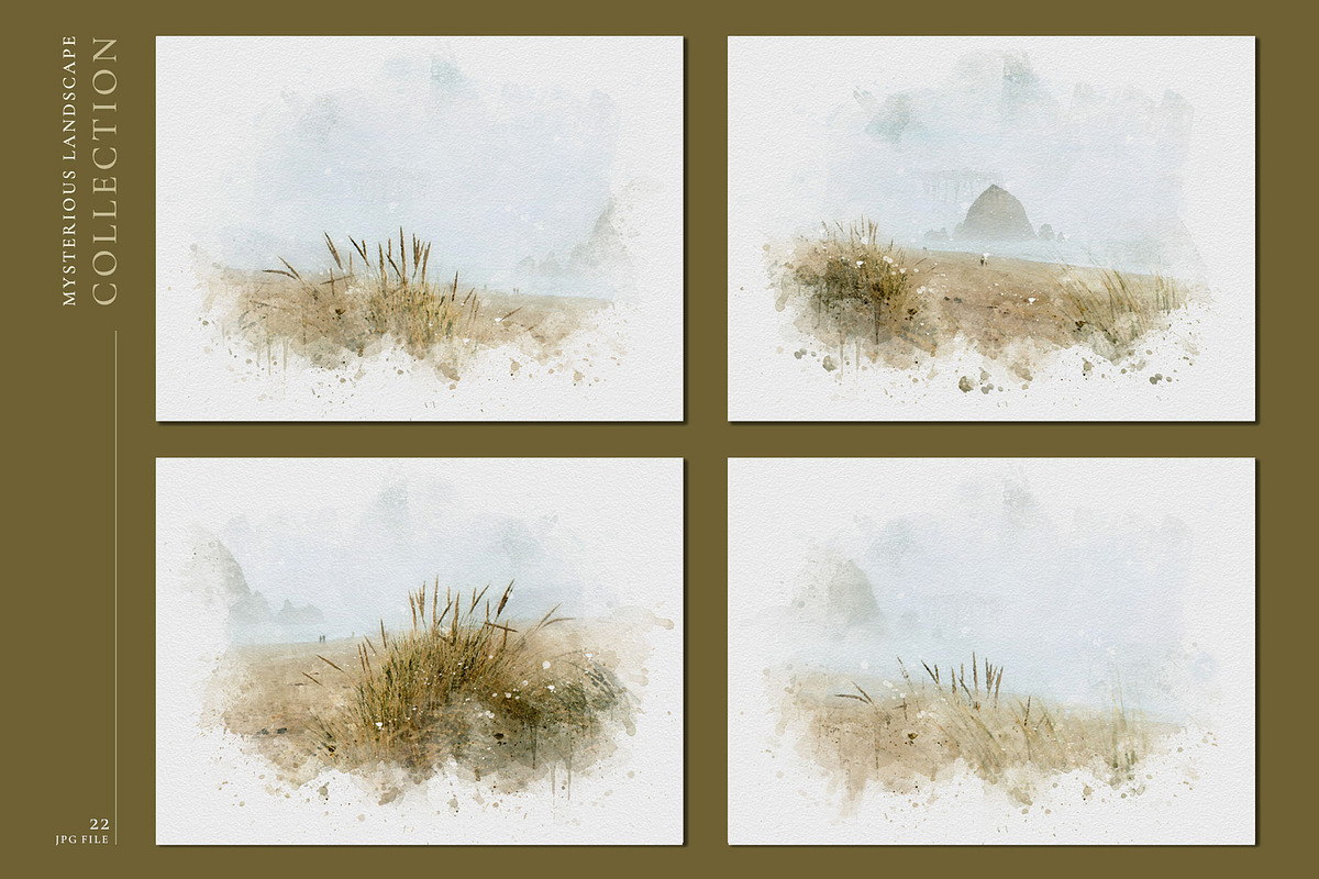 Mysterious Watercolor Landscapes 2, a Background Graphic by Suna Kosem (Photo 4 of 14)