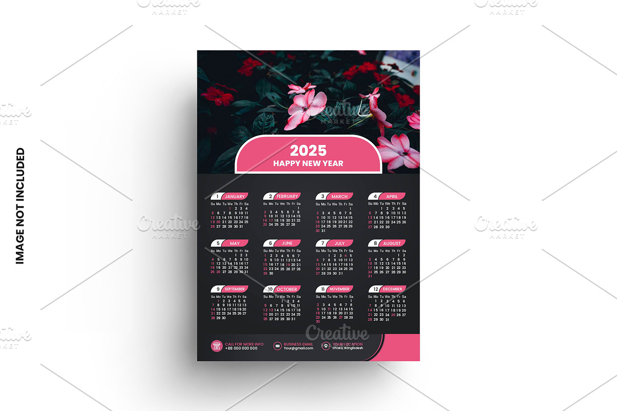 2025 Wall Calendar design template, a Stationery Template by graphics city