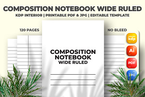Composition Notebook Wide Ruled KDP, a Templates & Theme by M9 Design