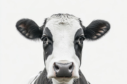 Black and white cow portrait farm an, an Animal Photo by Pixeness