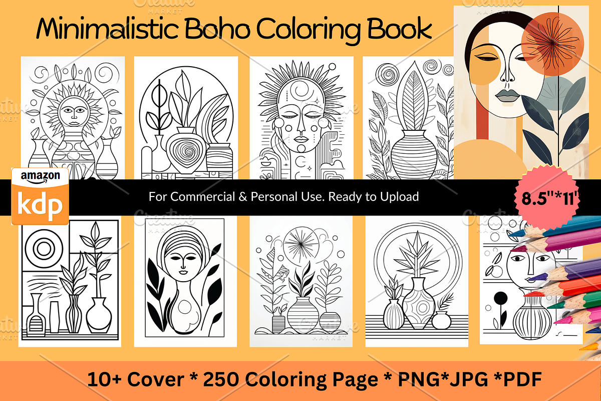 250 Minimalistic Boho Coloring Page, a Decorative Illustration by Akrinity Digital