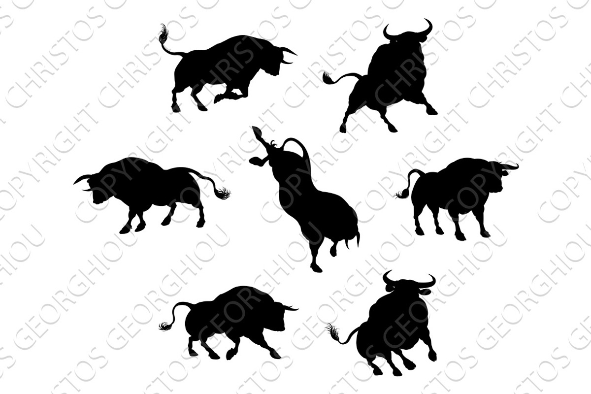 Bull Silhouettes, an Animal Illustration by Christos Georghiou