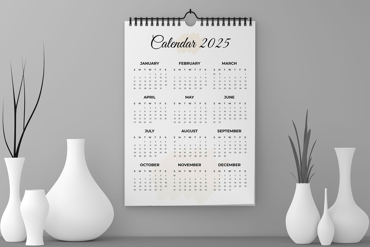 Minimal 2025 Calendar Layout, a Stationery Template by ContestDesign (Photo 1 of 2)