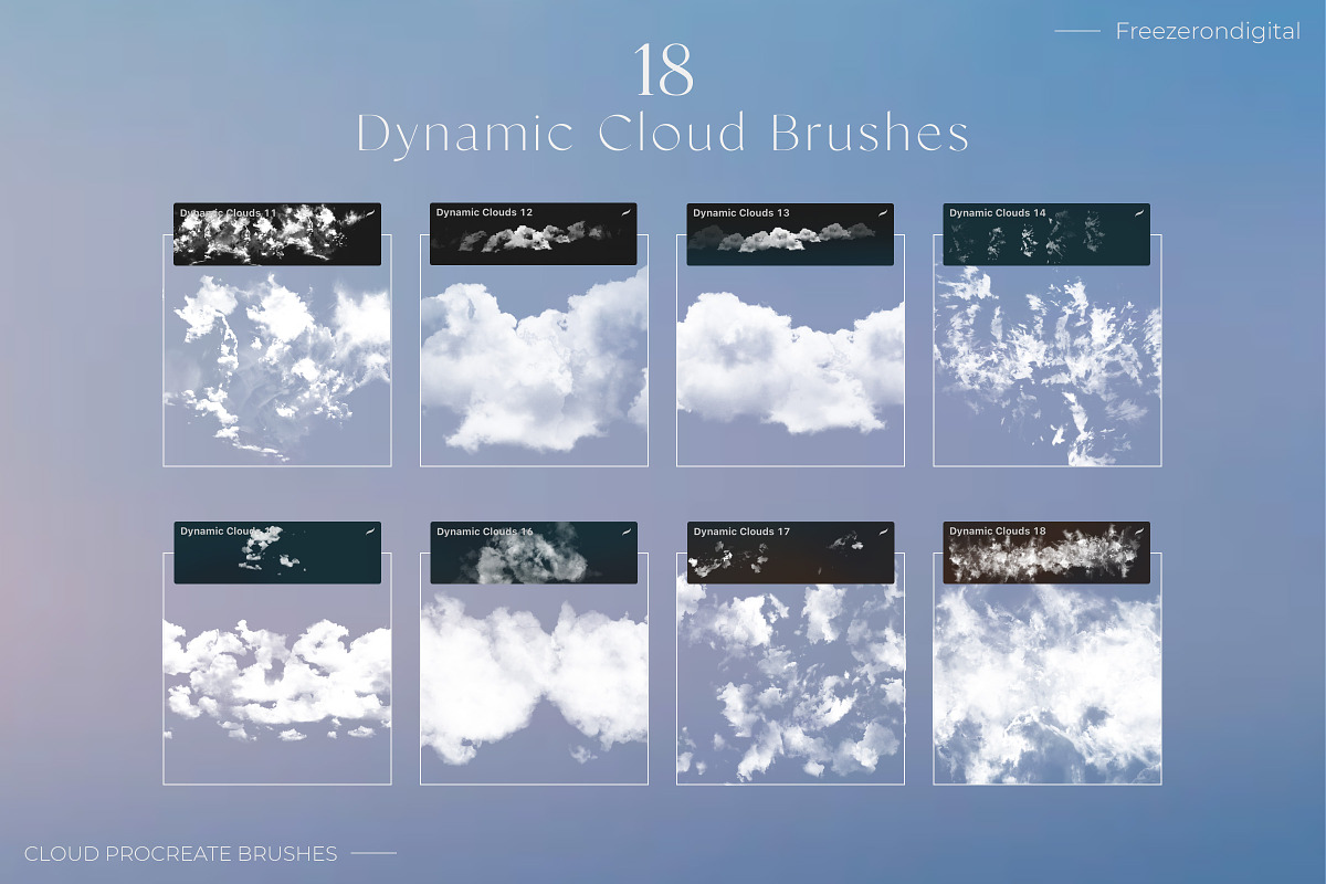 Cloud Procreate Brushes, a Brush Add-On by Freezerondigital