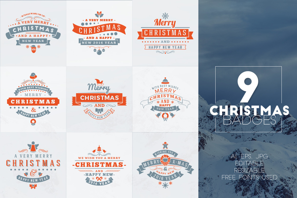 Set of 9 Christmas Badges, a Branding & Logo Template by AntartStock (Photo 1 of 3)