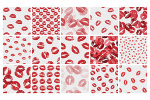 15 Seamless Lipstick Kisses Patterns