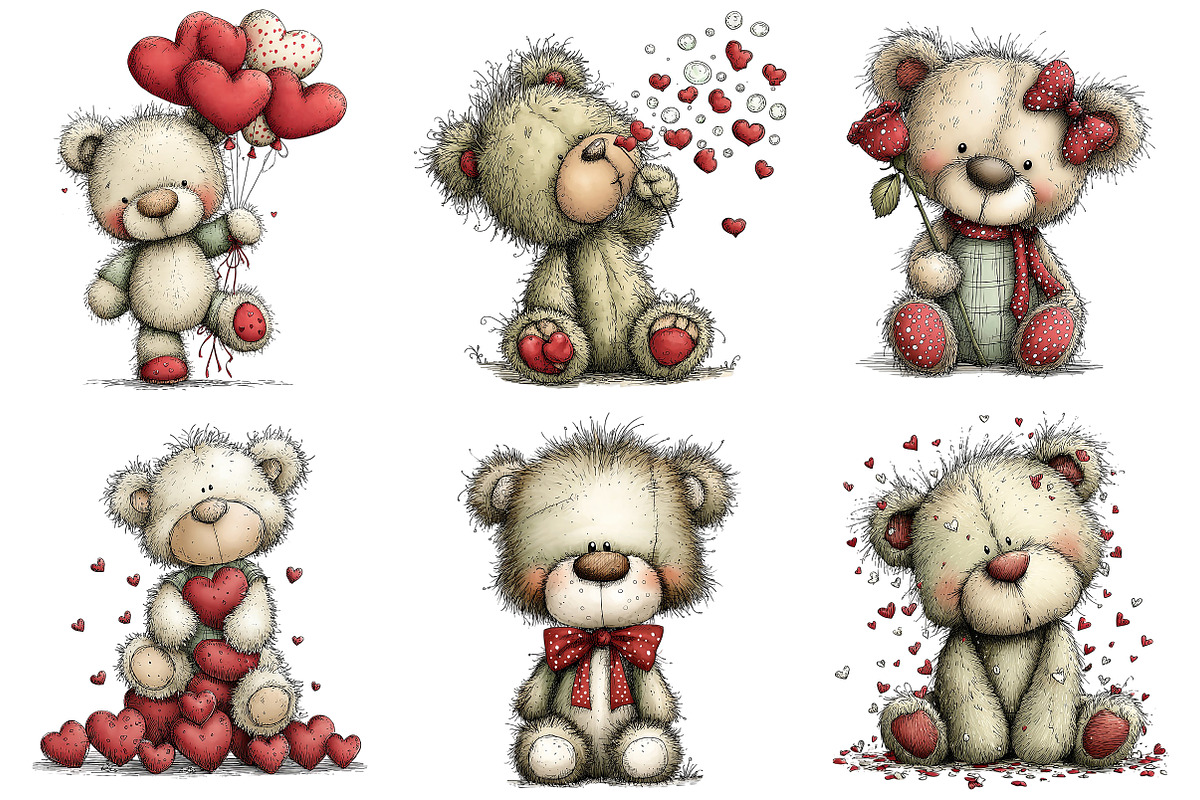 Whimsical Valentine Teddy Bear PNG, an Illustration by Craft Nest (Photo 9 of 11)