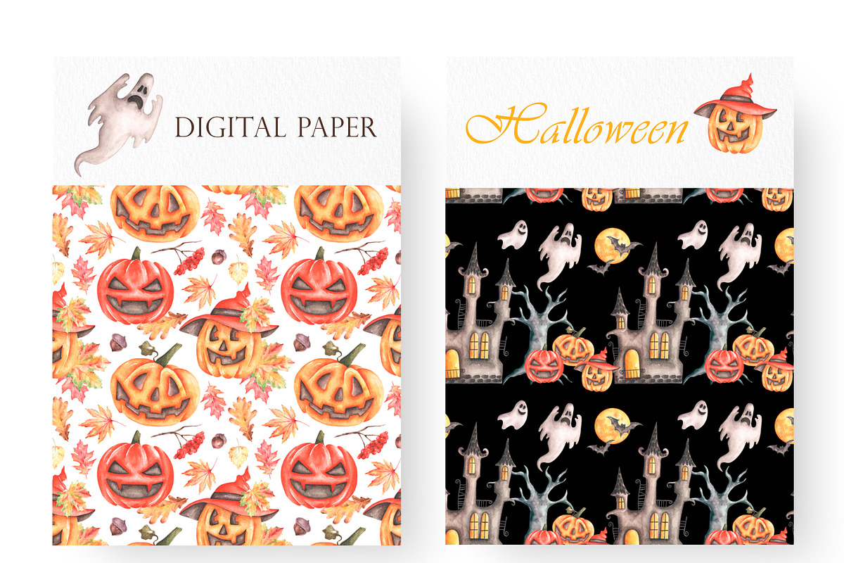 Halloween watercolor set. Fall., a Seasonal Illustration by SabinaWatercolorArt (Photo 4 of 14)