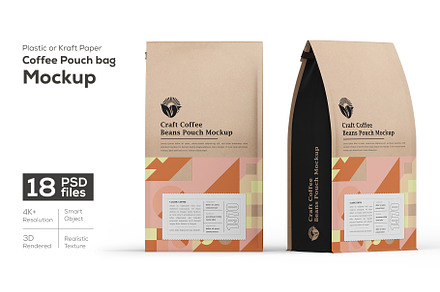 Food or Coffee Pouch Bag Mockup