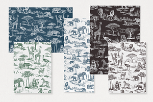 African Safari Toile De Jouy Pattern