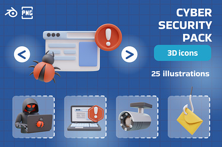 Cybersecurity 3D Icons Illustration